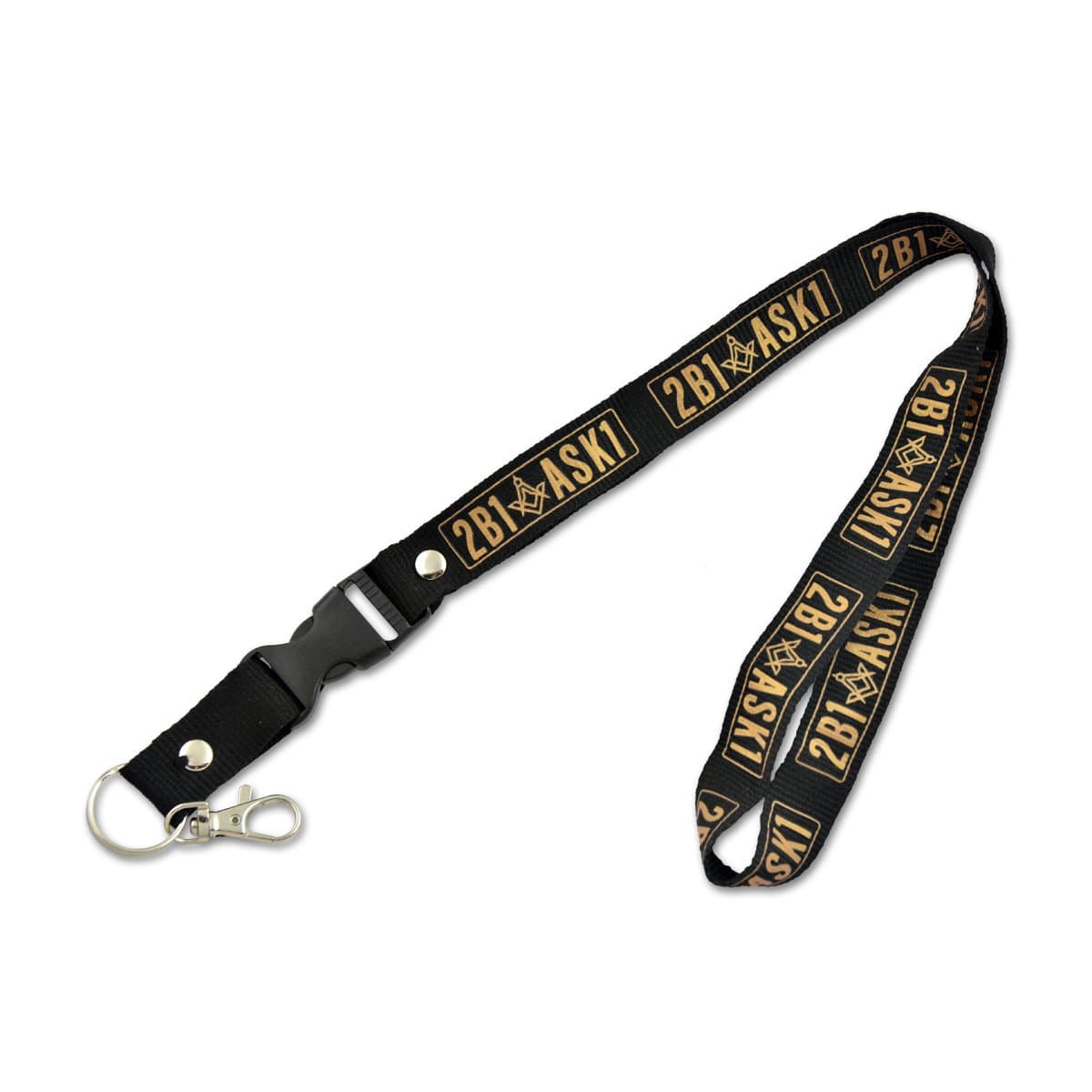 2B1 ASK1 Masonic Lanyard - [Black & Gold][20 1/2'' Long]