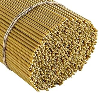 Pure Beeswax Candles - Honey-Scented, Decorative Thin Taper Candles - Ideal for Birthday Decoration or Church Prayers - Drip Free, Tall & Smokeless Pack of 100 pcs, 6.5 x 0.22 inch