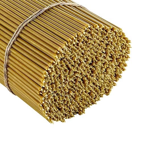 Danilovo Pure Beeswax Candles - Honey-Scented, Decorative Thin Taper Candles - Ideal for Birthday Decoration or Church Prayers - Drip Free, Tall & Smokeless Pack of 50 pcs, 6.5 x 0.22 inch