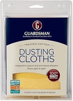 Guardsman Wood Furniture Dusting Cloths - 5 Pre-Treated Cloth - Captures 2x The Dust of a Regular Cloth, Specially Treated, No Sprays or Odors - 462700