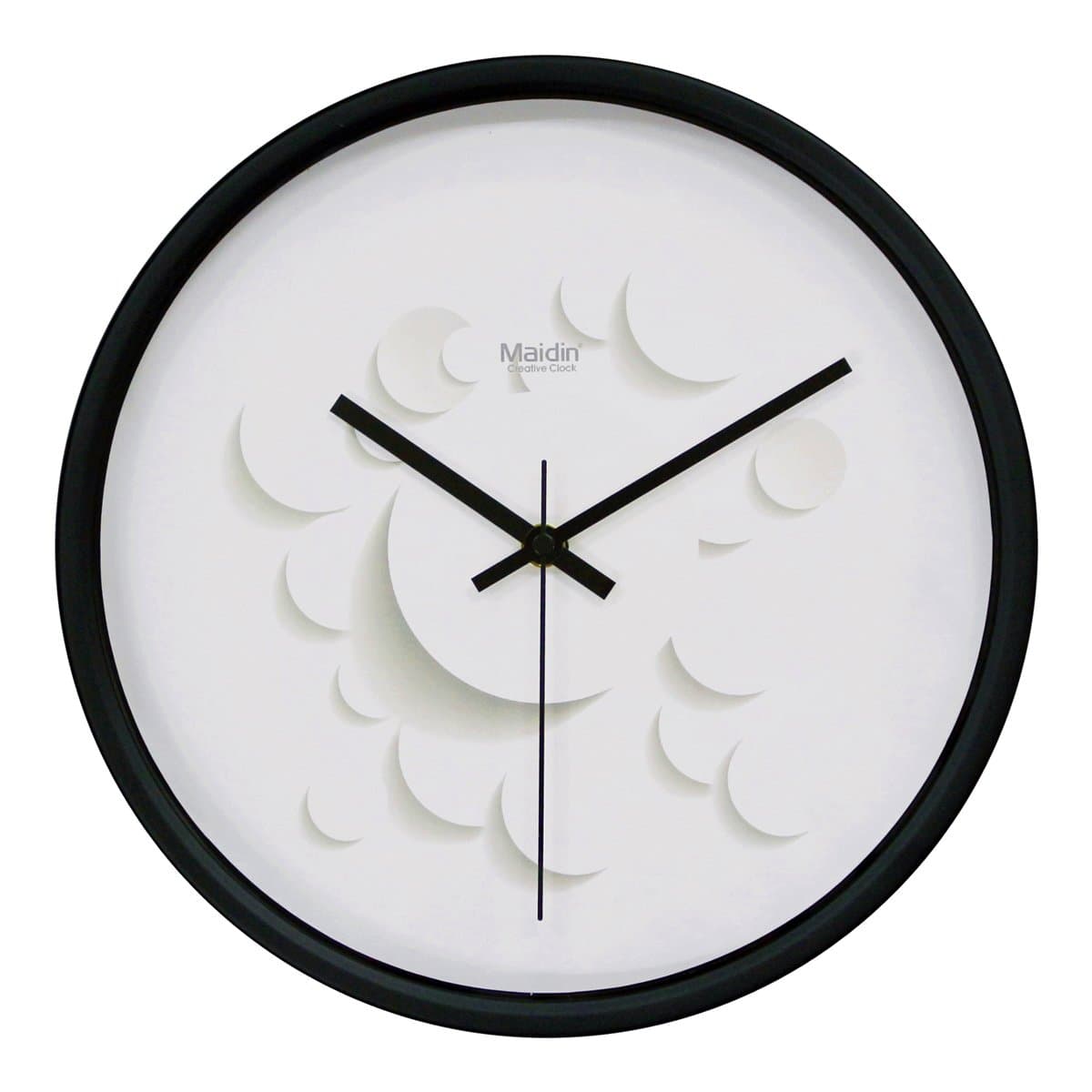 Maidin 12" Modern Non Ticking Silent Wall Clock - White Modern Circles