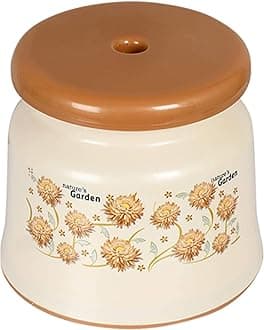 Bath Stool | Bathing Stools for Bathroom | Plastic Stool for Home Use | Sitting Stool for Kitchen | Flower Printed | Cream, 24cm