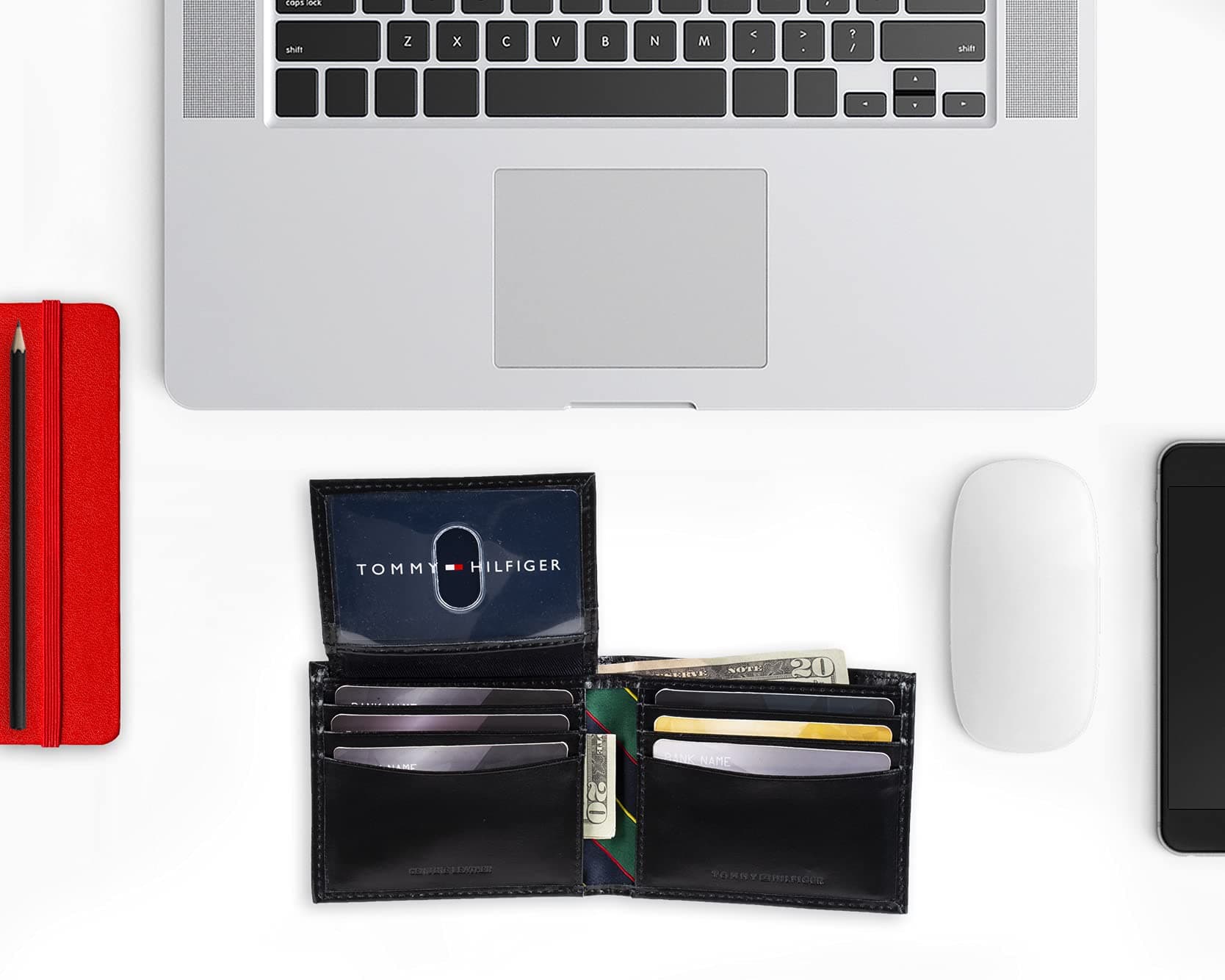 Tommy Hilfiger Men's Leather Ranger Pass Case Wallet (Navy)