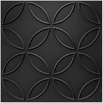 Art3d PVC 3D Wall Panel Interlocked Circles in Matt Black Cover 32 Sq.ft, for Interior Ceiling and Wall Decor for Residential or Commerical, 19.7''×19.7'', A10048BK