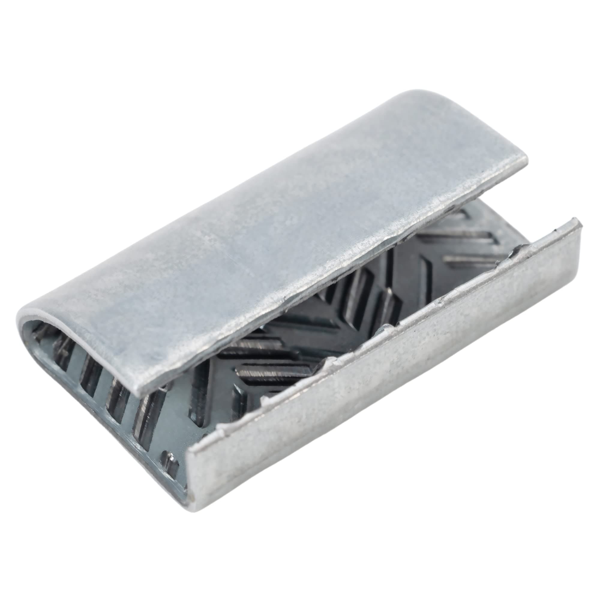 IDL Packaging Open Serrated Seals for 5/8" Strap Width Polyester (PET) Strapping (Pack of 500) – Increased Load Securement Due to Serrated Design of Strapping Clips