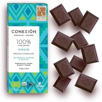 Conexion Chocolate 4 Pack | Certified Vegan, USDA Organic, Dark Chocolate Bar, Gluten-Free, Soy Free, Non-GMO, Kosher, Fair Trade | 7.4 oz Total (100% Pure)