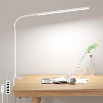 Lepro Desk Lamp Clamp, Eye Caring LED Desk Lamp, 5W 460lm, Dimmable, USB Powered, 10 Brigntness Levels x 3 Colour Modes, Clip on Reading Light for Nails, Crafts, Bedside, Office, School and More