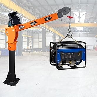 2200lb Industrial Folding Hoist Truck - 110V Electric Jib Crane with 1320lb Pull Force, Painted Steel for Warehouse Construction Factory Goods Lifting，Orange