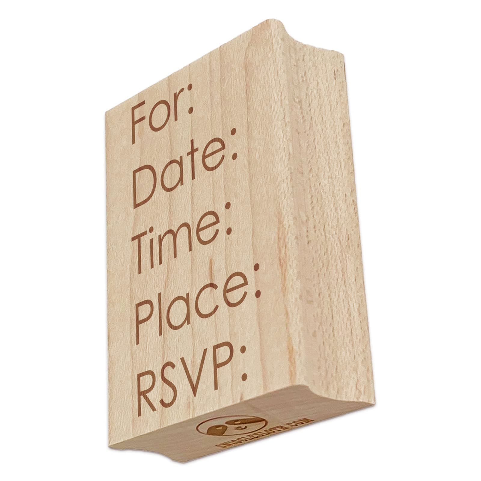 Invitation Party RSVP Rectangle Rubber Stamp for Stamping Crafting - 2.5in Large
