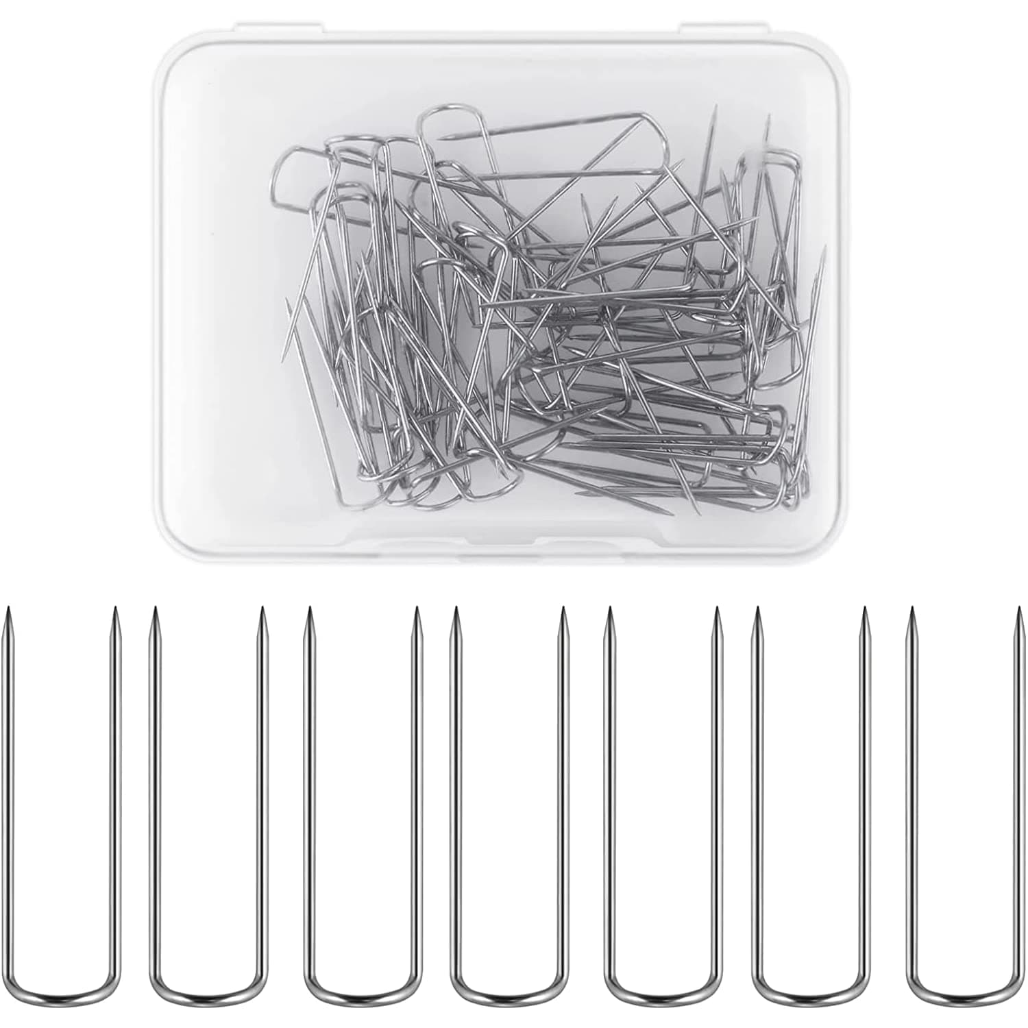 Sewing U-Pins, 50 Pcs Metal Double Blocking Pins for DIY Needlecrafts, Jewelry Craft Making, Fabric Decor (0.91 Inch/0.5cm)