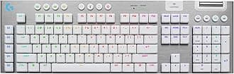 Logitech G915 X Lightspeed Low-Profile Wireless Gaming Keyboard, Double-Shot PBT Keycaps, Fully Programmable Keys, RGB Backlighting, Sleek Aluminum Finishing, GL Brown Tactile Switches-PC/Mac - White