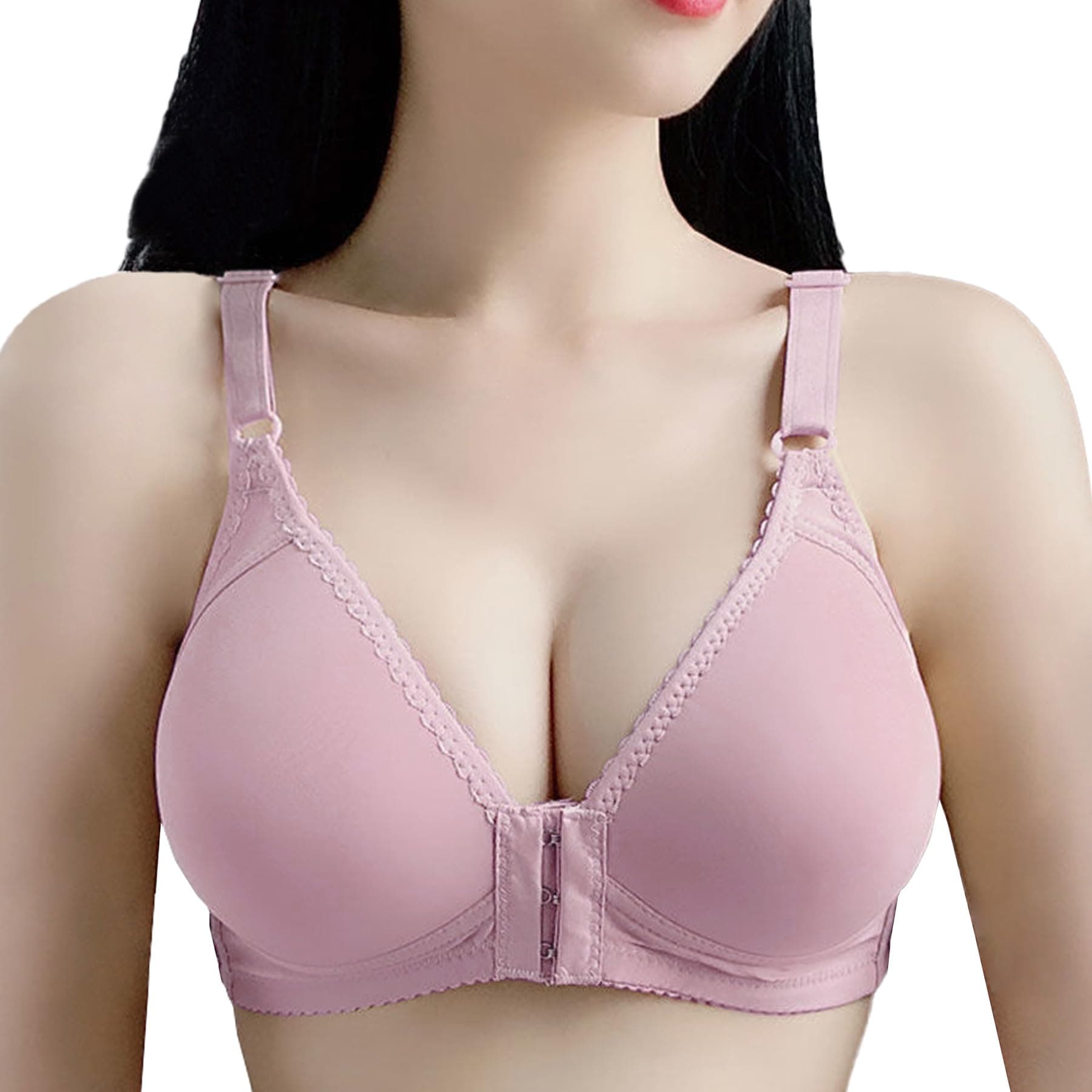 Dress Cici Front Hook Bra for Elderly Women, Wireless Front Closure Bra