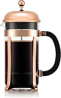 Bodum 34 Oz Chambord French Press Coffee Maker, High-Heat Borosilicate Glass, Stainless Steel, Copper – Made in Portugal