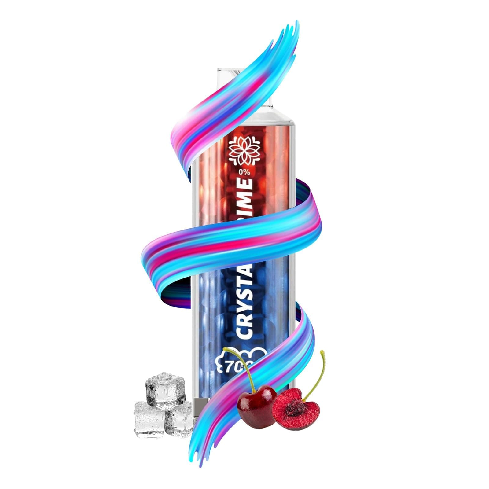 Crystal Prime, 7000 Puffs, E-Cigarettes, 2ml Cartridge Capacity, Disposable Vapes, Prefilled Pen Vape Juice Bar 0mg E-cig Starter Kit, (Cherry Burst)