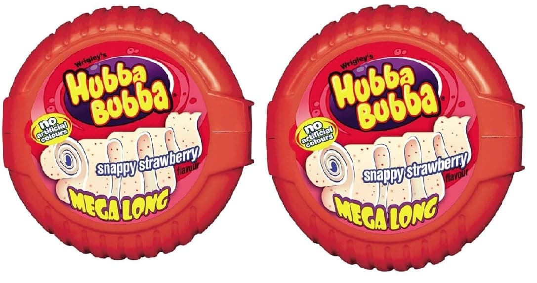 Hubba Bubba Strawberry Flavour Mega Long Chewing Gum 56g (Pack of 2)