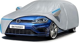 Car Cover for 2003-2025 VW Golf Hatchback, Waterproof Custom-fit All Weather Sun Rain UV Dust Snow Protection Outdoor Golf Full Car Cover with Door Zipper and Cotton Lining-Grey