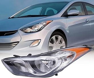 For 2011 2012 2013 Hyundai Elantra Halogen Left Driver Side Headlight Headlamp Assembly Replaces 92101-3Y000 Chrome Housing Clear Lens