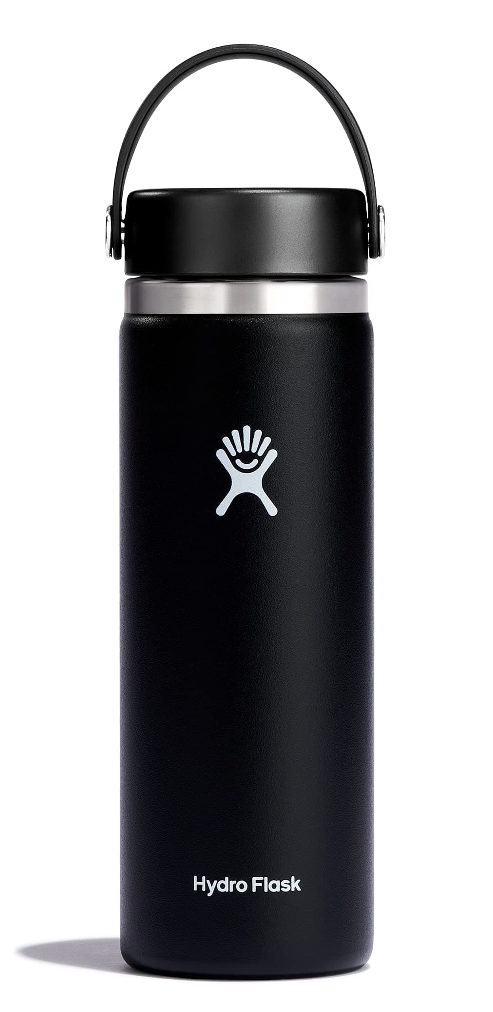 Hydro Flask - Water Bottle 591 ml (20 oz) - Vacuum Insulated Stainless Steel Water Bottle Flask with Leak Proof Flex Cap with Strap - BPA-Free - Wide Mouth - Black