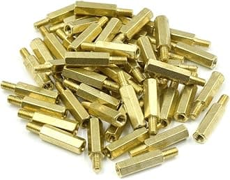 M3 x 15mm + 6mm Male to Female Thread Brass Hexagon Hex Standoff Spacer Pillars - (50 Pcs)