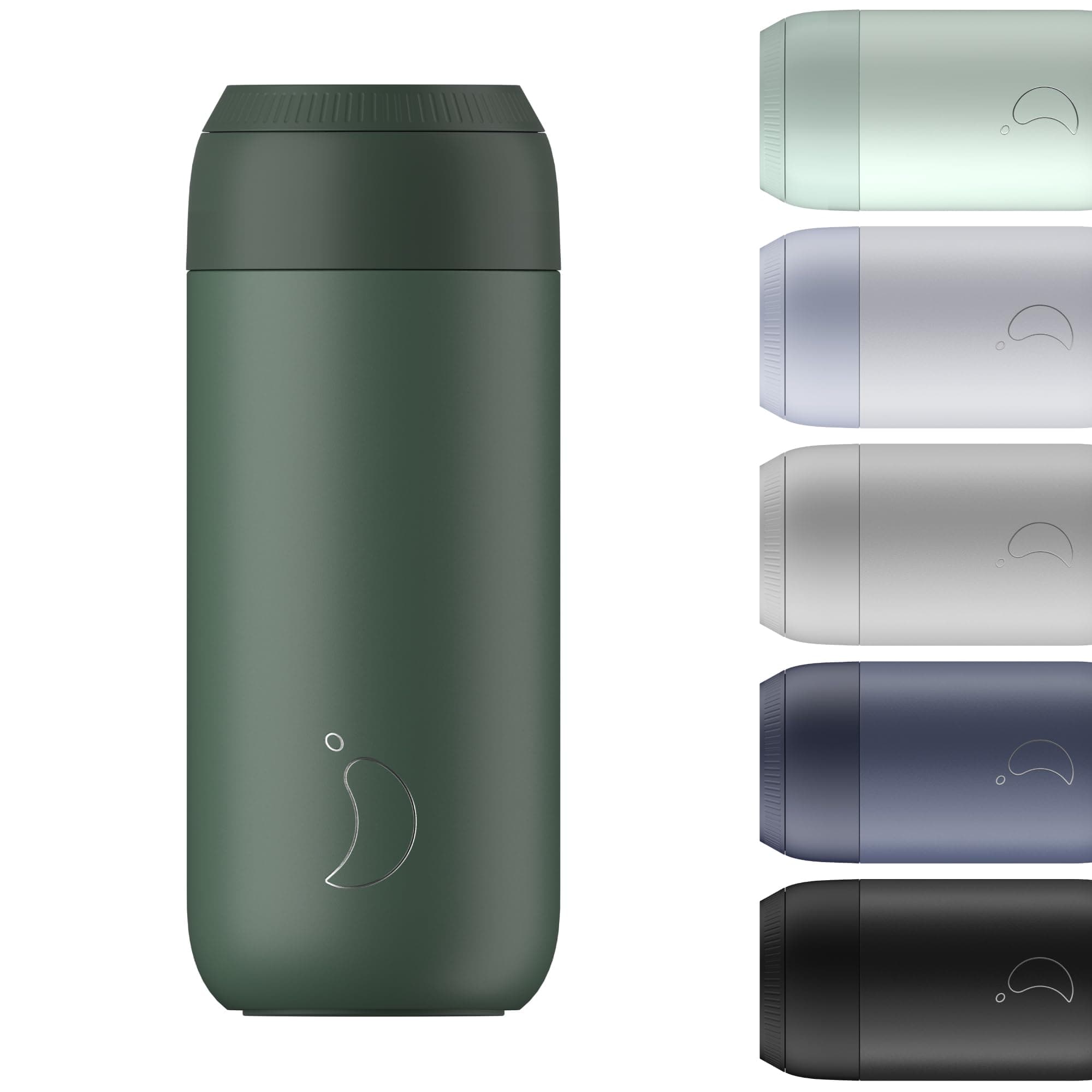 Chilly's Series 2 Coffee Cup - Tight Seal, No Sweating - BPA-Free Stainless Steel - Reusable - Double Walled, Vacuum Insulated - Pine Green, 500ml