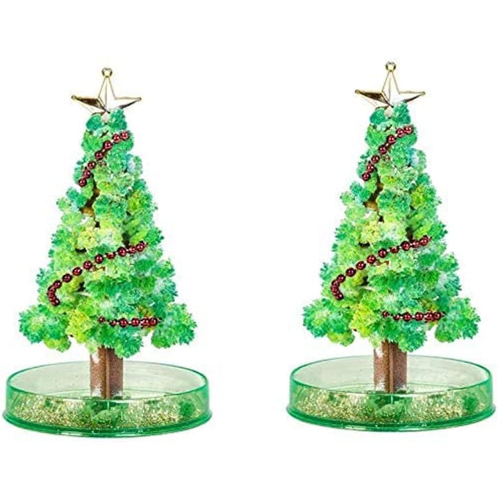 TERRIFI Magic Growing Crystal Christmas Tree, 2 Pcs Kids DIY Felt Magic Growing Xmas Ornaments, Funny Educational and Party Toys, Kids DIY Felt Magic Growing Christmas Gifts