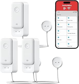 WiFi Water Sensor No Hub Required 3Pack, Smart Water Leak Detector 100dB Adjustable Alerts & App Alerts IP67 Waterproof Wireless Detector for Home with 1m(3.28ft) Sensing Cable