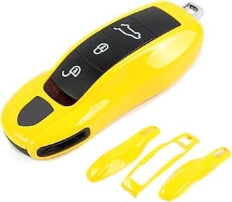 Racing Yellow Key Fob Cover Compatible with Porsche Key Shell Key Fob Shell Replacement Compatible with Porsche Cayenne Panamera 911 718 Macan Boxster Cayman Old Style