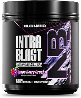 Intra Blast Bcaa Powder Amino Acid Supplement, Electrolyte & Hydration Blend, Intra, Pre Workout & Muscle Recovery, 20g Eaa Amino Acids Powder, 5g Glutamine- Grape Berry Crush, 30 Serving