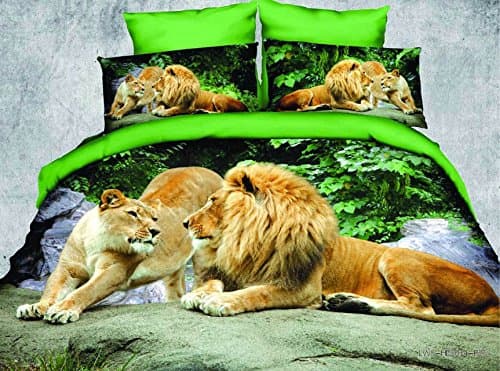Luxury Polyester 3D Tiger Bedding Bed Sheet Set Bedclothes Duvet Cover Set Bedding Set Choose Size - King, Queen, Twin