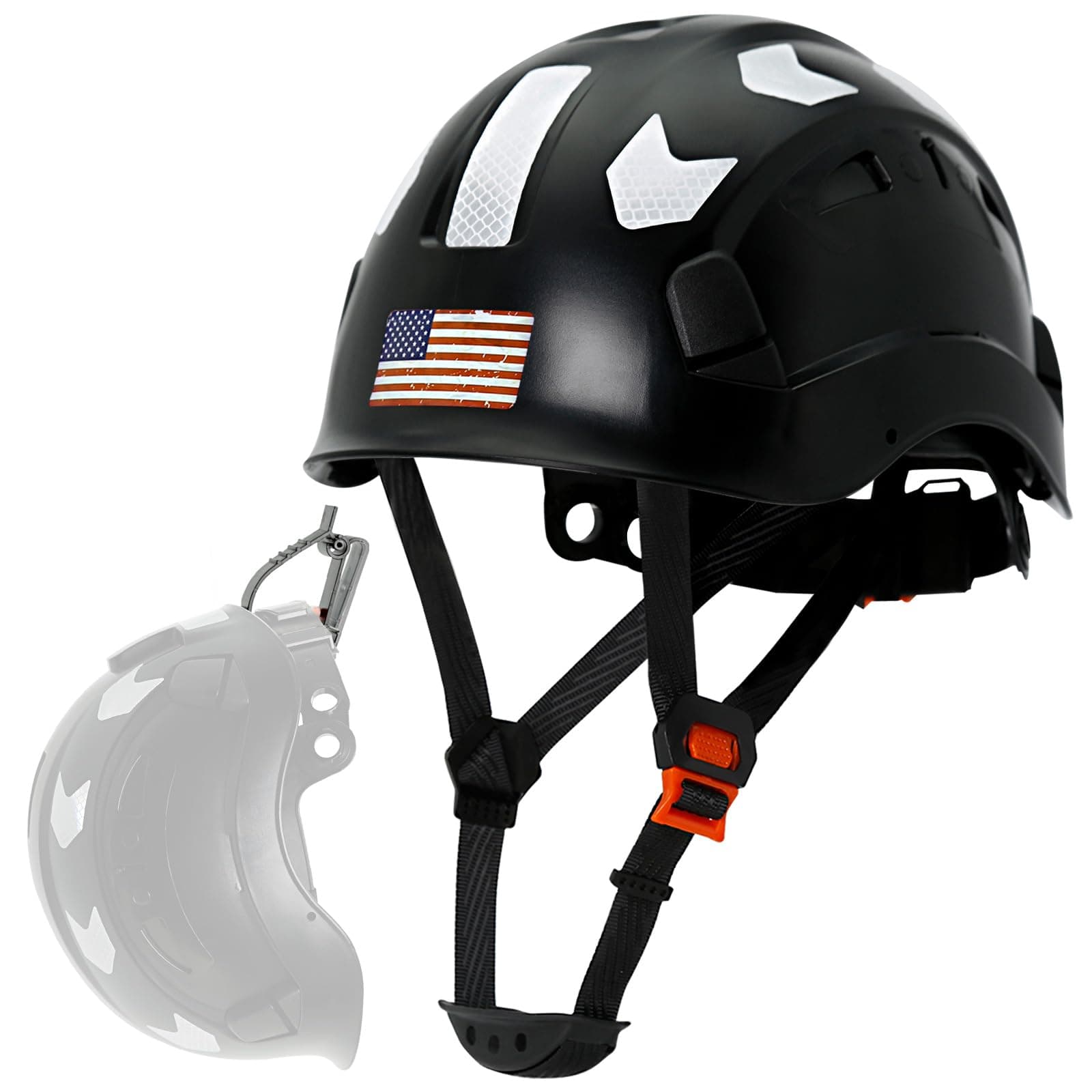 AOLAMEGS Construction Safety Hard Hat - ANSI Z89.1 Type Ι OSHA Approved Safety Helmets with Chin Straps Lightweight Reflective Vented ABS Hard Hats For Men Women Industrial Workwear 6-point Suspension