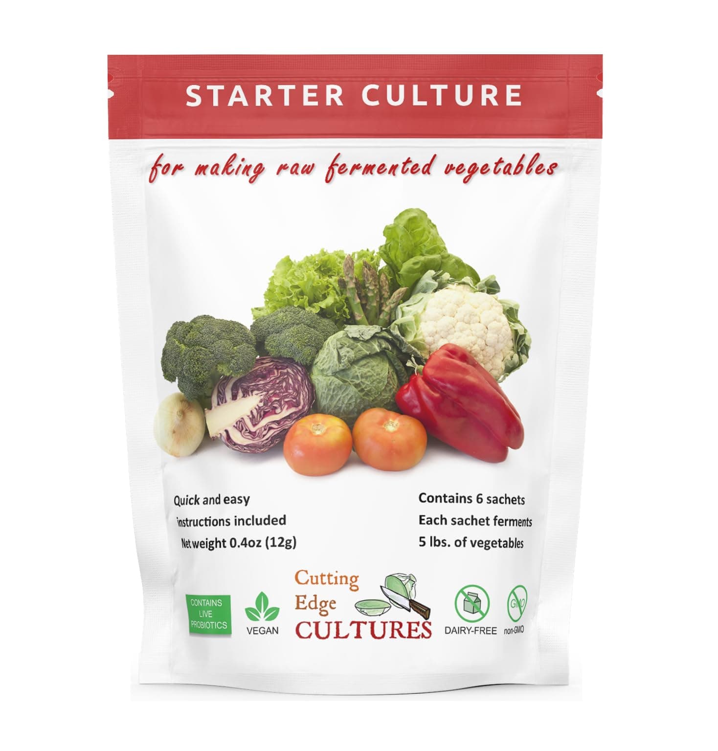 Vegetable Starter Culture, 6 Pouches, 12g
