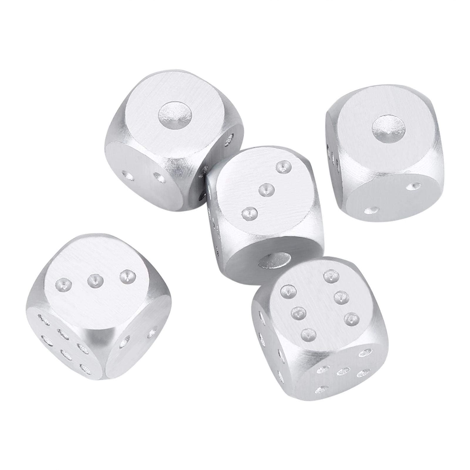 DND Dice, Durable Deluxe Dice Set Aluminium Alloy with Storage Box for Table Games Poker, Monopoly(Silver, Square)