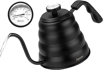 Tea Kettle with Thermometer Pot Black Stovetop Tea Kettle 40oz Gooseneck Kettle Teapot Pour Over Coffee Kettle with Thermometer,1200ml,5 Cup,Black,1Pack