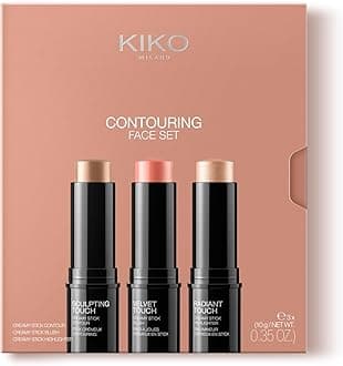 KIKO Milano Contouring Face Set 01 – 3 Stick Makeup Kit with Cream Contour Stick, Highlighter & Blusher – Blendable Cool Tone Formula for Sculpted, Defined Finish