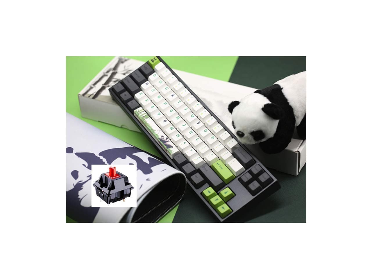 Varmilo Ergonomic Design,Cool Exterior White Backlit 68 Keys Type-C Cable Detachable Cherry Red Mechanical Gaming Keyboard for Office and Game, PBT Keycaps - Miya PRO Panda Verison