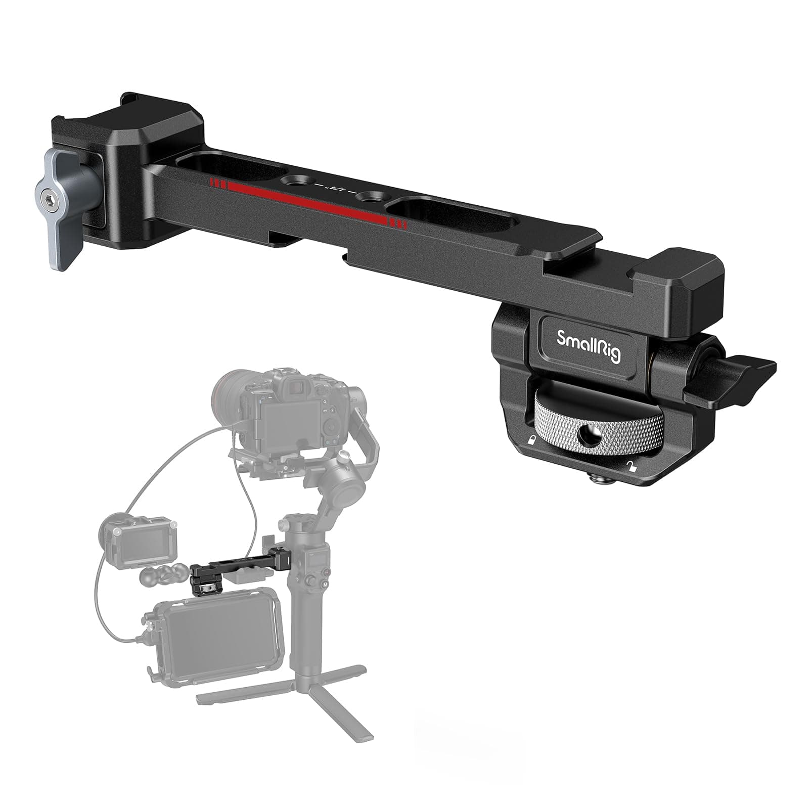 Smallrig Adjustable Camera Monitor Mount With Quick Release Nato Clamp, Cold Shoe Mount, Anti-Twist Design For Dji Rs 4 / Pro/Rs 2 Rsc 3 Mini - 3026B