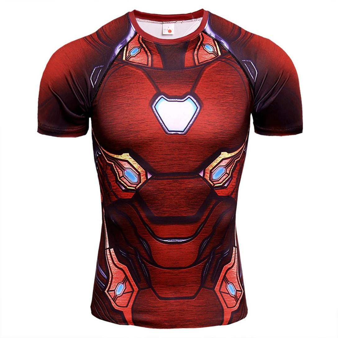 3D Super Hero Close-Fitting Quick-Drying Elastic Sport Cosplay T-Shirt Short Sleeve