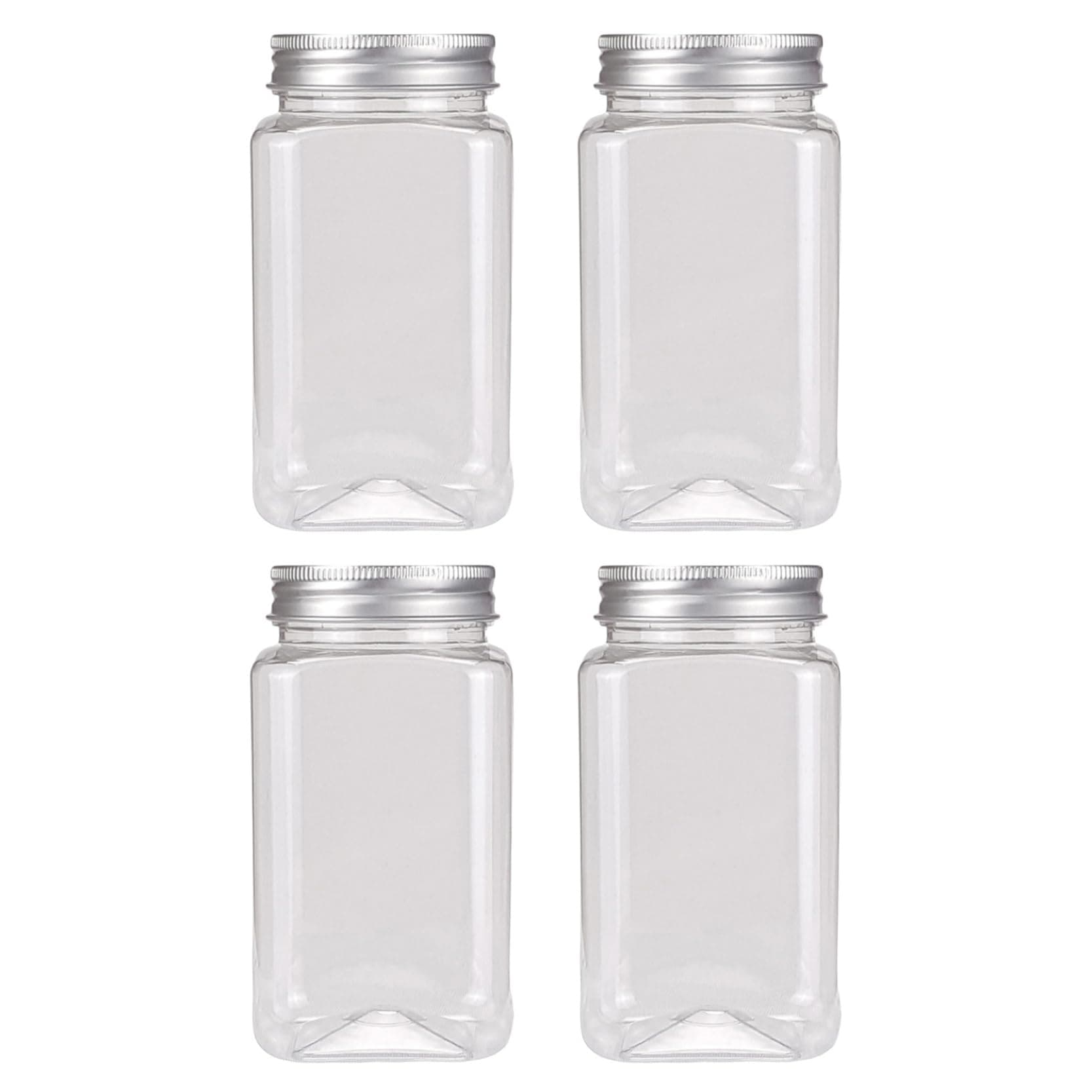 4Pcs Plastic Bottles Food Storage Bottles with Lid Bulk Beverage Containers for Storing Candy Beans Nut Transparent 360ML One Size