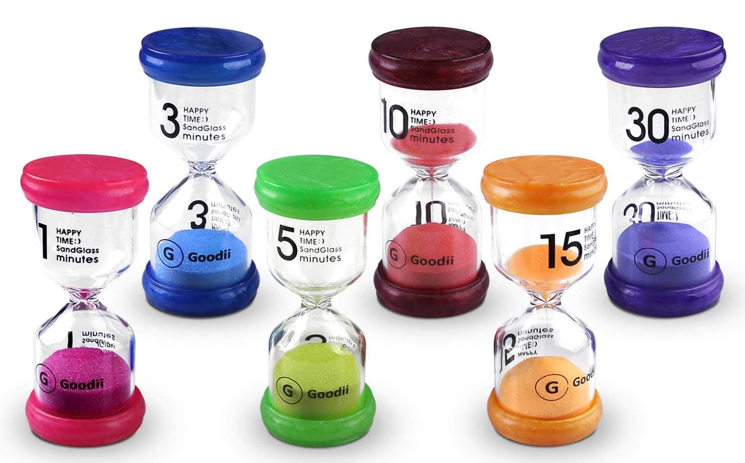 Timer, 6 Colors Hourglass Sand Timers for kids in Gaming Times,Hour glass for Classroom, Home, Kitchen, Office Decor. Timer 1/3/5/10/15/30 Minutes, (Pack of 6)