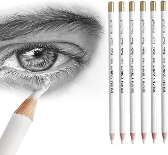 Eraser Pencils Set for Artists, Wooden Sketch Professional Highlight Painting Eraser Pen for Sketching Charcoal Drawings, Revise Erasing Details for Students Limner, 6PCS