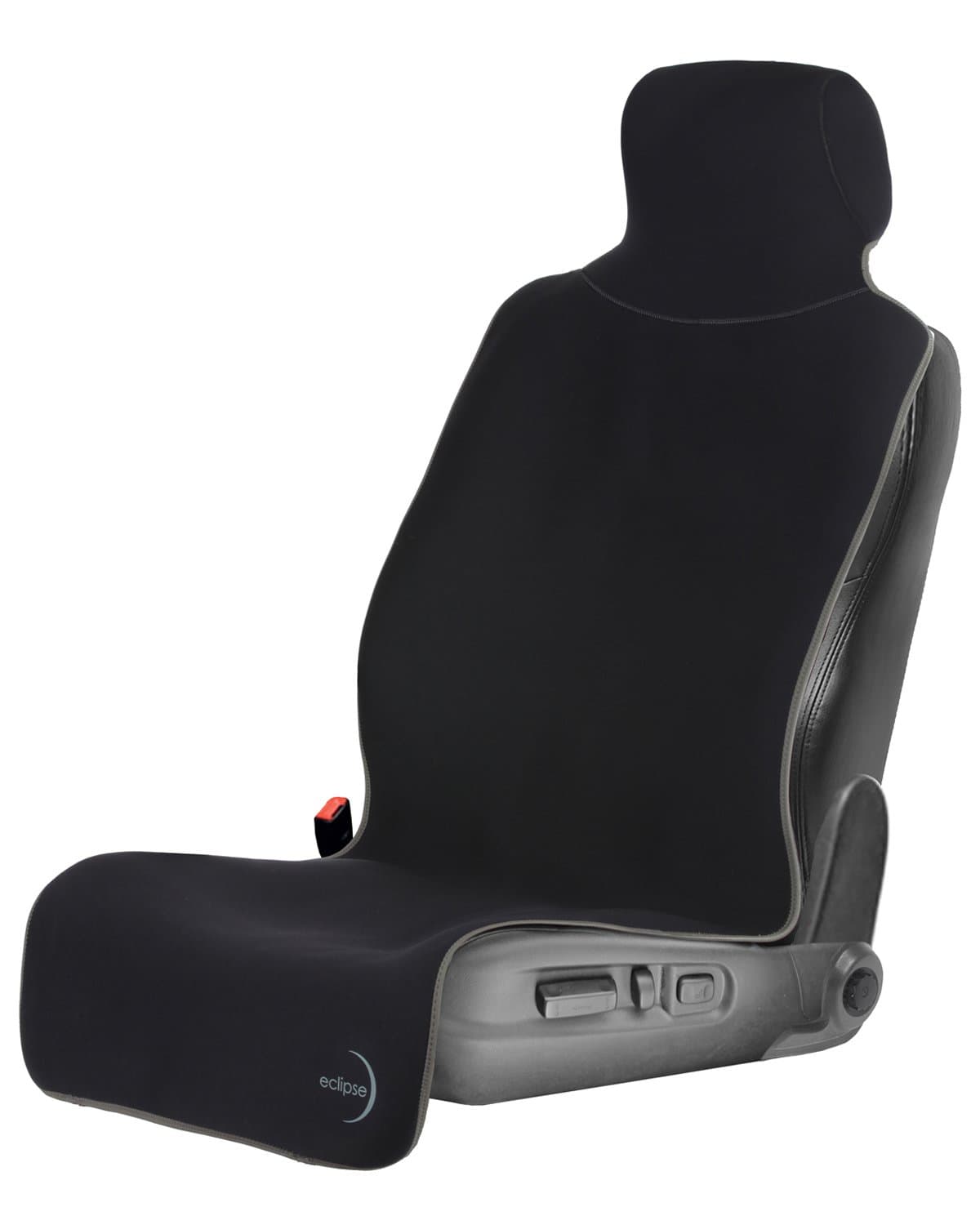 Car Seat Cover Premium Backing - Shield Your Seat from Sweat, Stains, Smell - Waterproof with Universal Fit for Cars, Trucks, SUVs (Black with Gray Trim, White Backing)