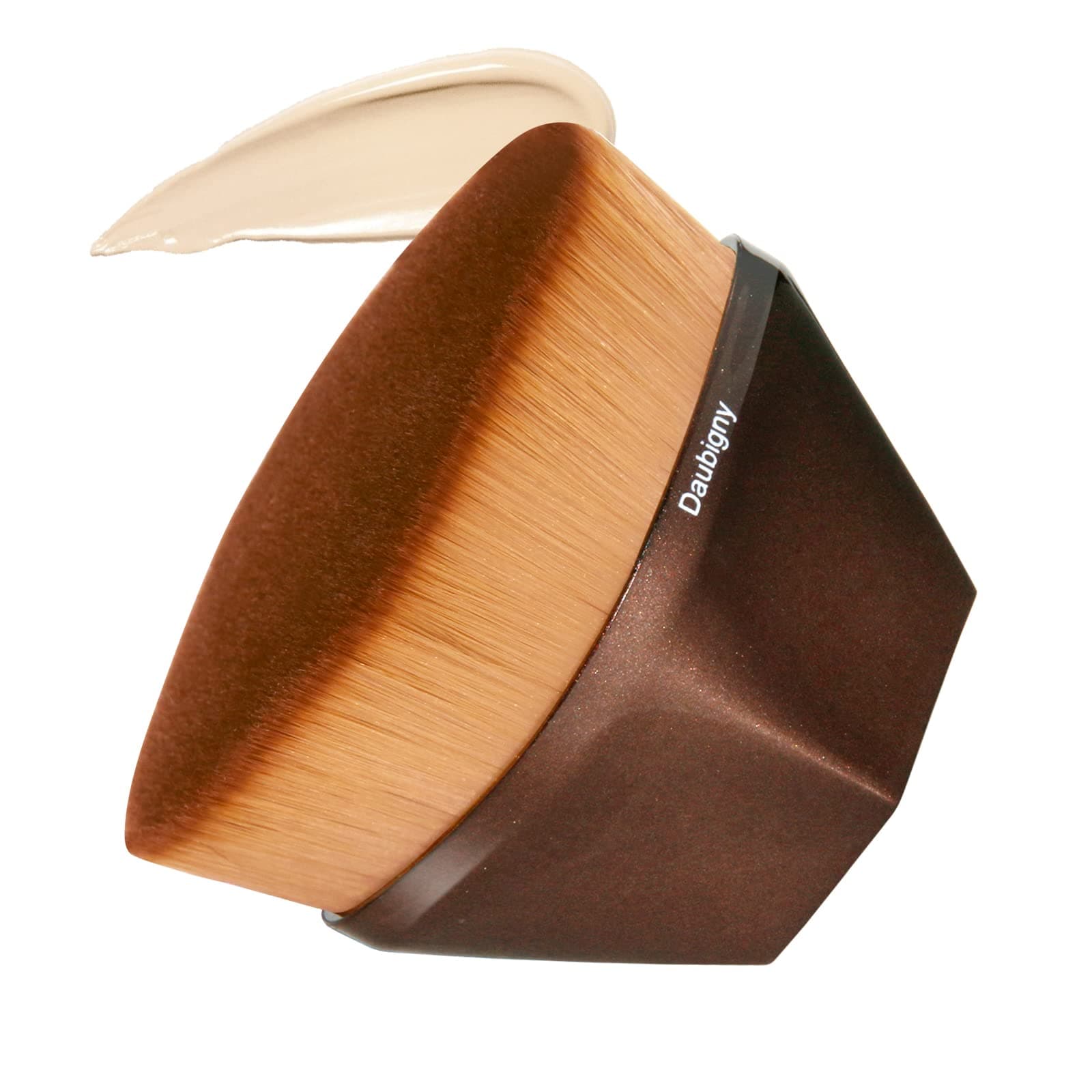 DaubignyFoundation Makeup Brush Flat Top Kabuki Hexagon Face Blush Liquid Powder Foundation Brush for Blending Liquid, Cream or Flawless Powder Cosmetics with Bonus Protective Case (Champagne)