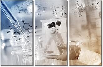 TUMOVO 3 Piece Medical Poster Canvas Wall Art Young Scientist Pictures Wall Decor for Bedroom Clinical Laboratory Artwork Wall Art Framed Ready to Hang (42" Wx28 H)