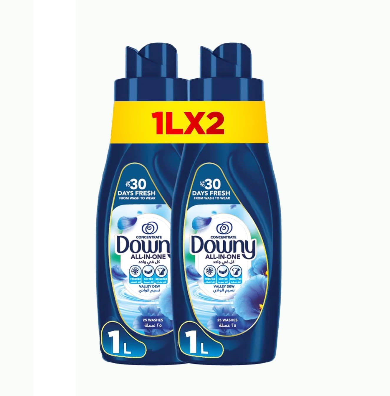 Valler Dew 1L x 2 Dual Pack Fabric Conditioner, Concentrate Softener, With Colour Portection, More Softness and Long Lasting Freshness