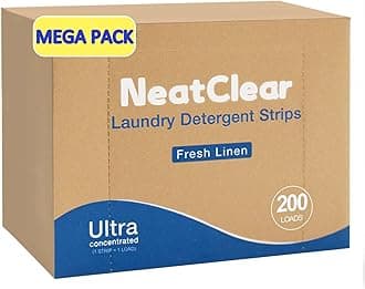 Laundry Detergent Sheets - Fresh Linen 100 Sheets (200 Loads) - Concentrated Liquidless Laundry Soap - No Mess - Space-Saving - for Travel, Apartments, Dorms, Sink