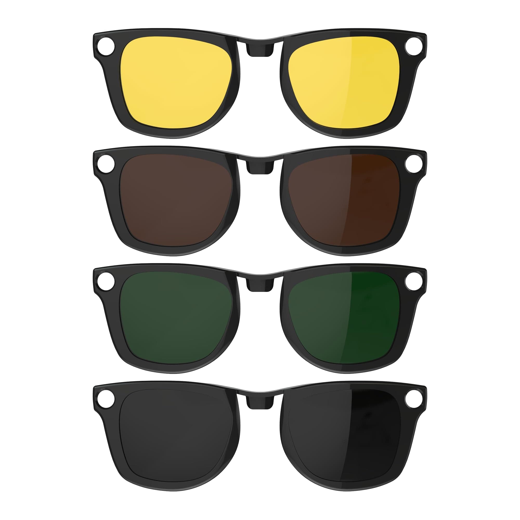 4Pcs Polarized Clip for Ray-Ban Meta Wayfarer Smart Glasses, Discoloration Clips Compatible with Ray-Ban Meta Wayfarer Protect Your Eyes, (Black + Grey + Brown + Yellow)