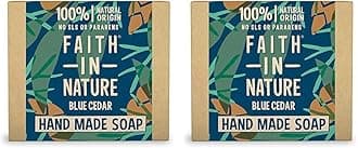 Faith in Nature | 100g | Blue Cedar Handmade Soap | 100% Natural Origin | No SLS or Parabens | Vegan & Cruelty-Free Skincare (Pack of 2)