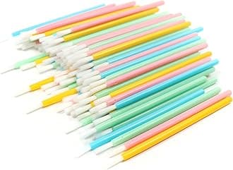 100 Pcs Disposable Makeup Lip Brushes Lipstick gloss brush pyo cookie paint brushes with Soft Brush Head Cosmetic Lip Brush Wands mini paint brushes for cookies (Mix Colors,Pink Green Blue Yellow)