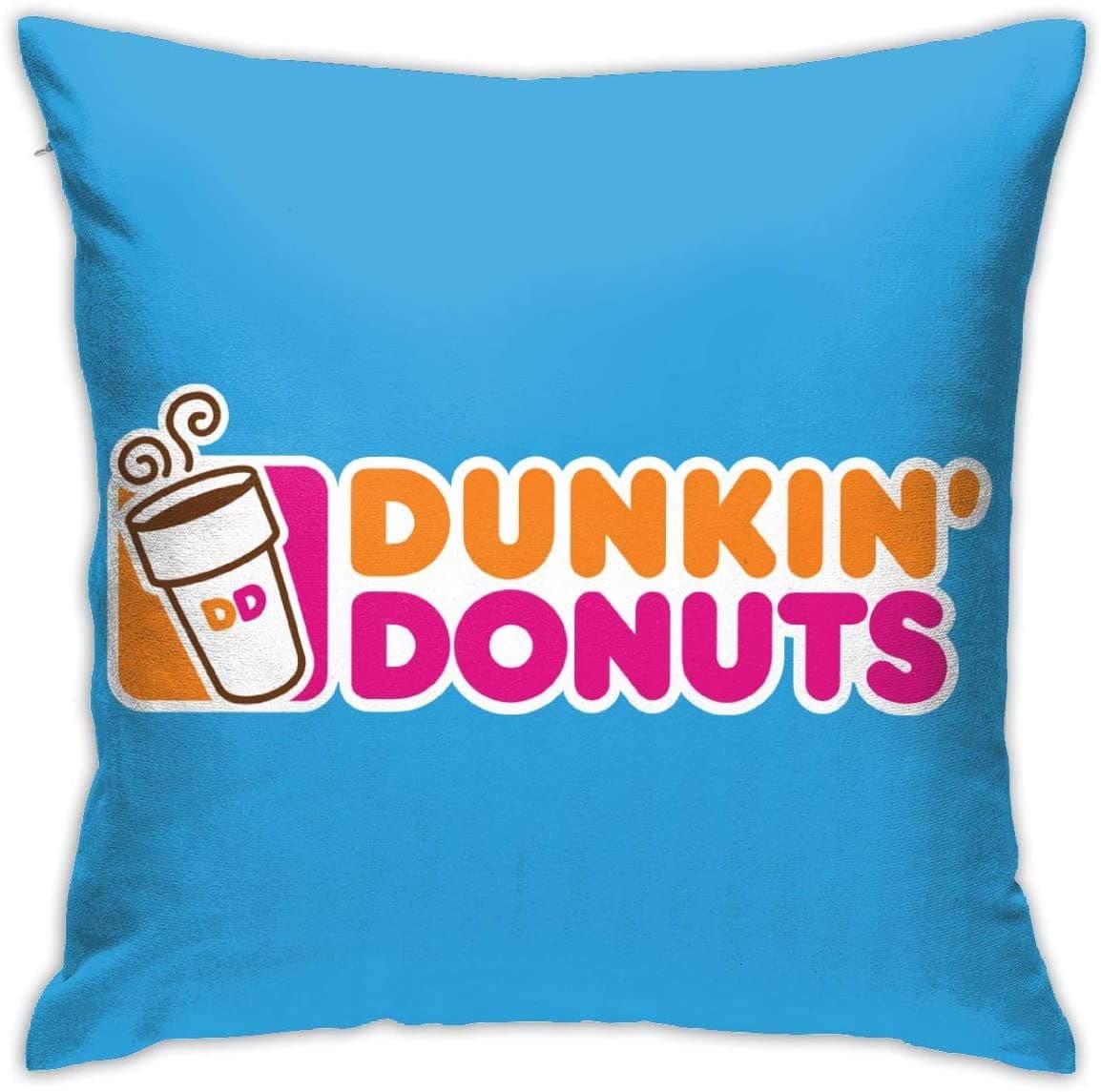 By Dunkin Donuts Logo Print Design Cotton Linen Decorative Throw Pillow Case Pillow Cover Home Decor for Sofa Car Bedroom (45cmx45cm)