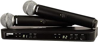 BLX288/SM58 UHF Wireless Microphone System - Perfect for Church, Karaoke, Vocals - 14-Hour Battery Life, 300 ft Range | Includes (2) SM58 Handheld Vocal Mics, Dual Channel Receiver | J11 Band